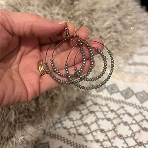 Beaded Double Hoop Earrings